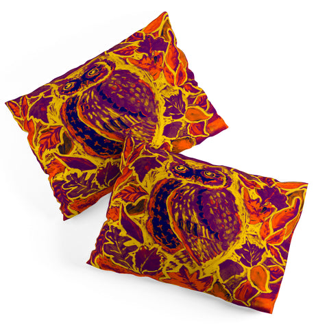 Renie Britenbucher Owl Orange Batik Pillow Shams