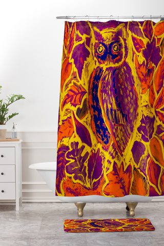 Renie Britenbucher Owl Orange Batik Shower Curtain And Mat