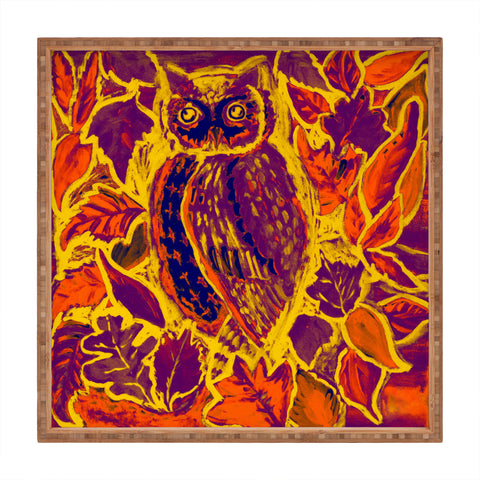 Renie Britenbucher Owl Orange Batik Square Tray