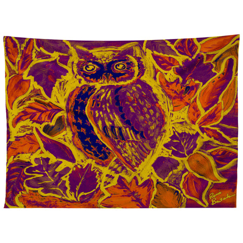 Renie Britenbucher Owl Orange Batik Tapestry