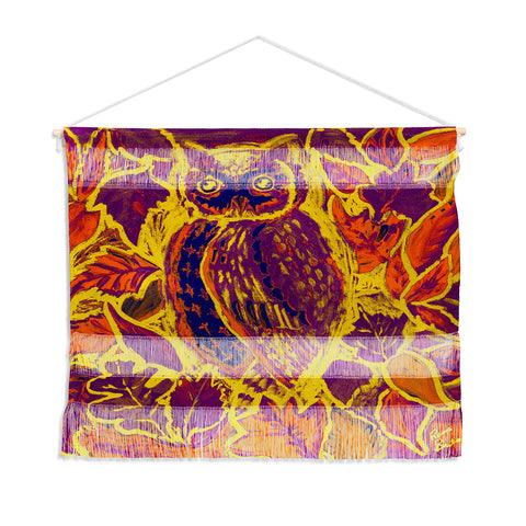 Renie Britenbucher Owl Orange Batik Wall Hanging Landscape