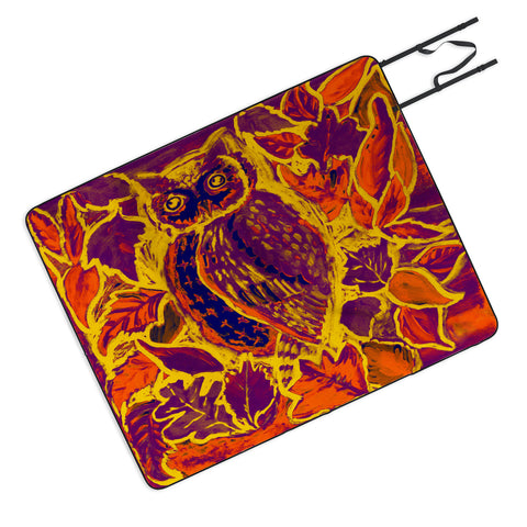 Renie Britenbucher Owl Orange Batik Picnic Blanket