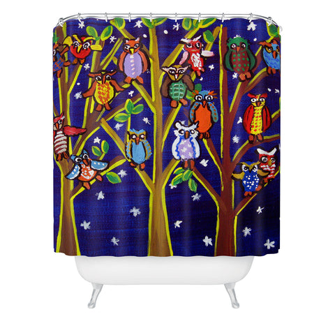 Renie Britenbucher Owl Party Shower Curtain