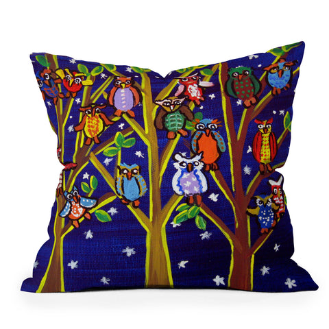 Renie Britenbucher Owl Party Throw Pillow