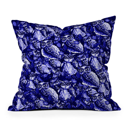 Renie Britenbucher Owls Purple Throw Pillow