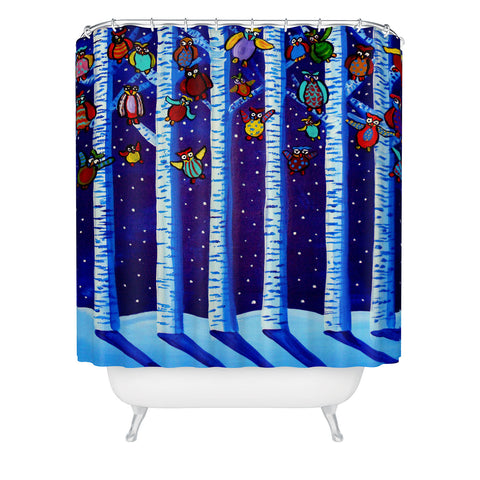 Renie Britenbucher Party Owls Shower Curtain