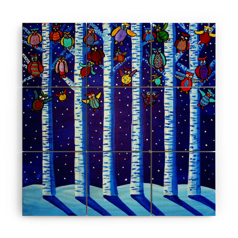 Renie Britenbucher Party Owls Wood Wall Mural