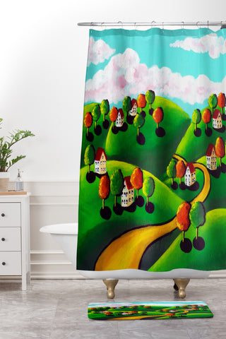 Renie Britenbucher Peaceful Day Landscape Shower Curtain And Mat