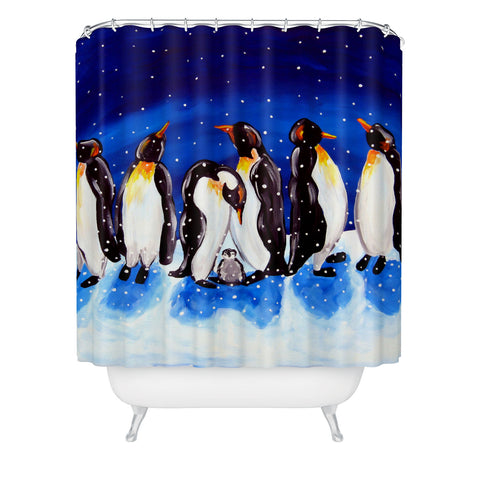 Renie Britenbucher Penguin Party Shower Curtain
