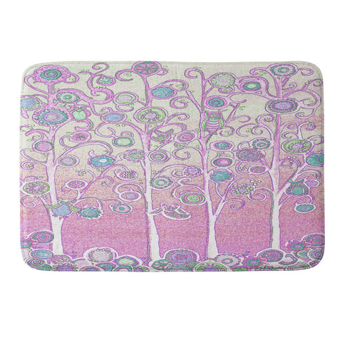 Renie Britenbucher Pink Owls Memory Foam Bath Mat
