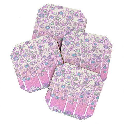 Renie Britenbucher Pink Owls Coaster Set