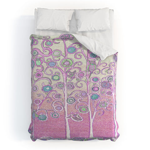 Renie Britenbucher Pink Owls Duvet Cover