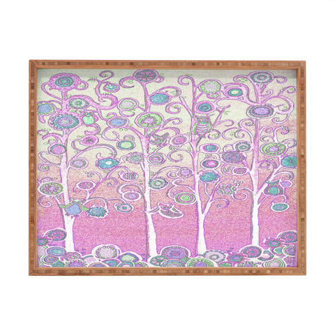 Renie Britenbucher Pink Owls Rectangular Tray