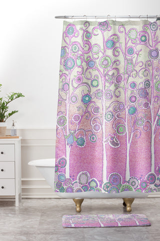 Renie Britenbucher Pink Owls Shower Curtain And Mat