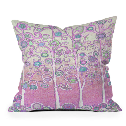 Renie Britenbucher Pink Owls Throw Pillow