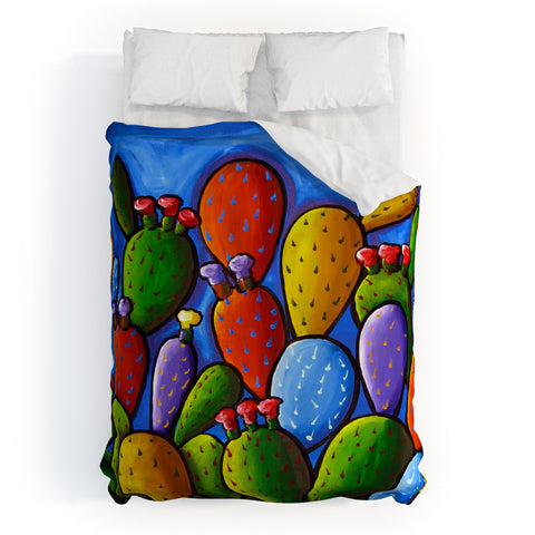 Renie Britenbucher Prickly Pear Cactus Duvet Cover