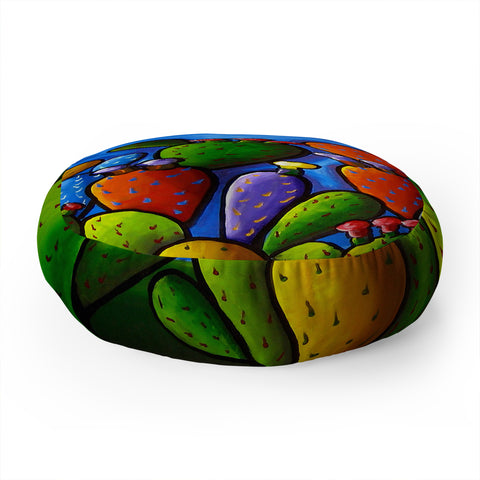 Renie Britenbucher Prickly Pear Cactus Floor Pillow Round