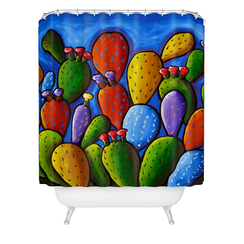 Renie Britenbucher Prickly Pear Cactus Shower Curtain
