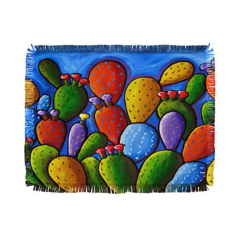 Renie Britenbucher Prickly Pear Cactus Throw Blanket