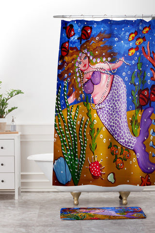 Renie Britenbucher Purple Mermaid Shower Curtain And Mat