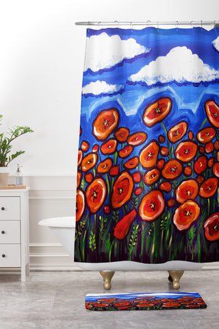 Renie Britenbucher Red Poppy Field Shower Curtain And Mat