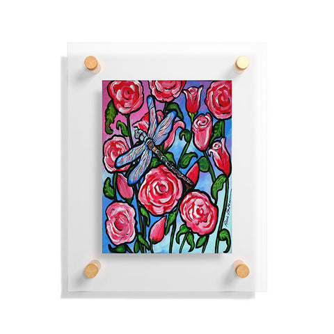 Renie Britenbucher Roses and Dragonfly Floating Acrylic Print