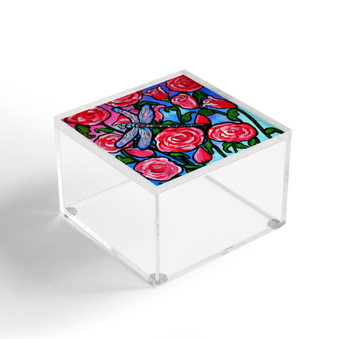 Renie Britenbucher Roses and Dragonfly Acrylic Box