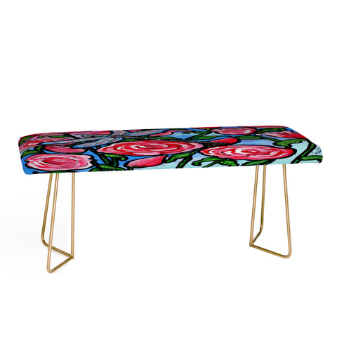 Renie Britenbucher Roses and Dragonfly Bench