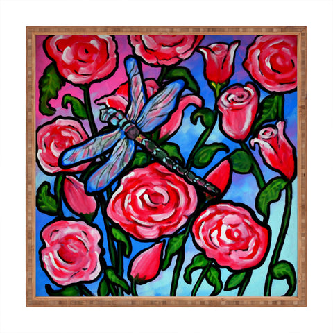 Renie Britenbucher Roses and Dragonfly Square Tray