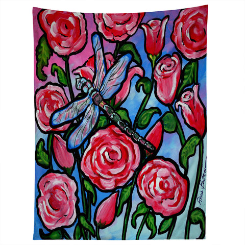 Renie Britenbucher Roses and Dragonfly Tapestry