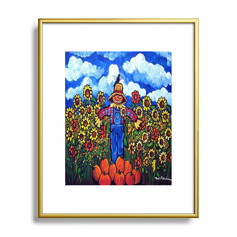 Renie Britenbucher Scarecrow and Pumpkins Metal Framed Art Print