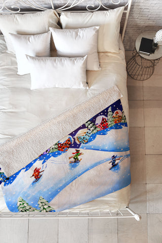 Renie Britenbucher Skiers Fleece Throw Blanket