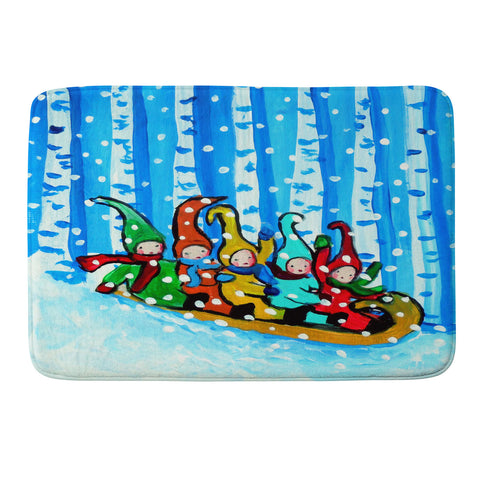 Renie Britenbucher Sled Riding Pixies Memory Foam Bath Mat