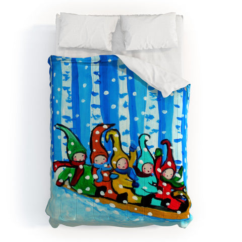 Renie Britenbucher Sled Riding Pixies Comforter
