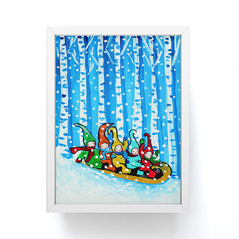 Renie Britenbucher Sled Riding Pixies Framed Mini Art Print