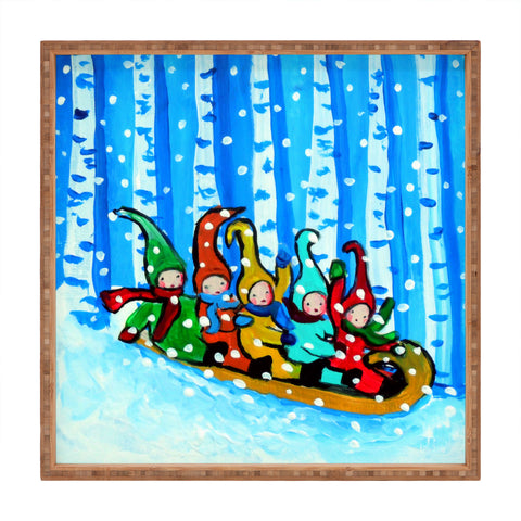 Renie Britenbucher Sled Riding Pixies Square Tray