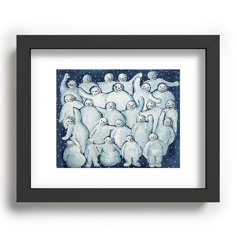 Renie Britenbucher Snowman Family Photo Recessed Framing Rectangle