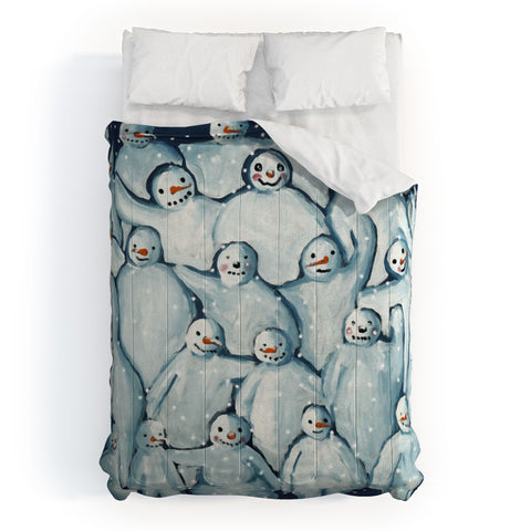 Renie Britenbucher Snowman Family Photo Comforter