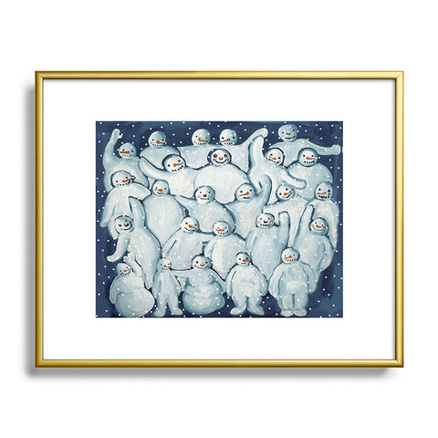 Renie Britenbucher Snowman Family Photo Metal Framed Art Print