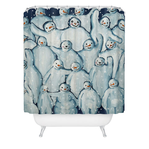 Renie Britenbucher Snowman Family Photo Shower Curtain
