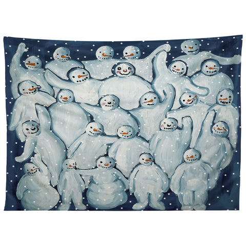 Renie Britenbucher Snowman Family Photo Tapestry
