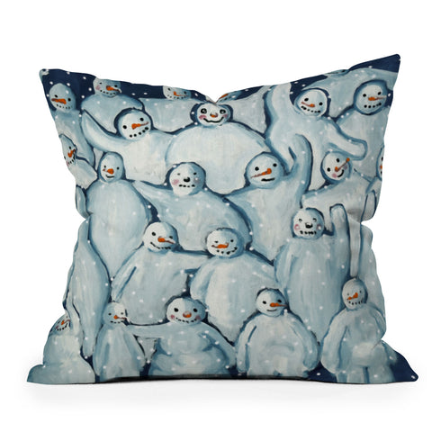 Renie Britenbucher Snowman Family Photo Throw Pillow