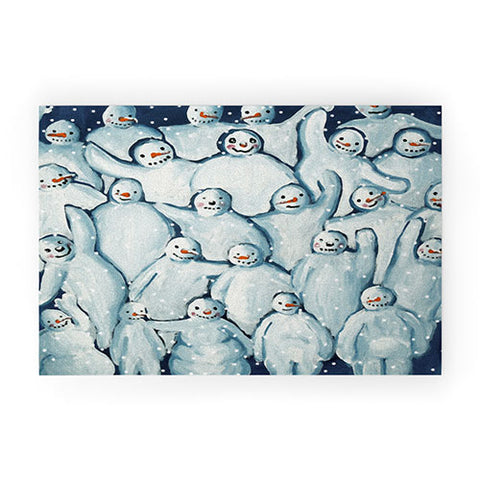 Renie Britenbucher Snowman Family Photo Welcome Mat