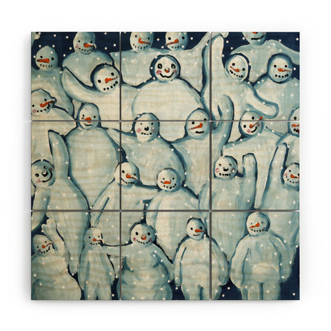 Renie Britenbucher Snowman Family Photo Wood Wall Mural