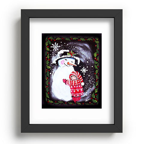 Renie Britenbucher Snowman Hugs Girl Recessed Framing Rectangle