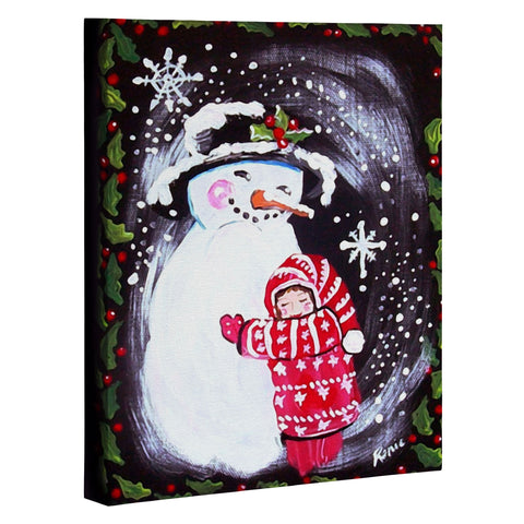Renie Britenbucher Snowman Hugs Girl Art Canvas
