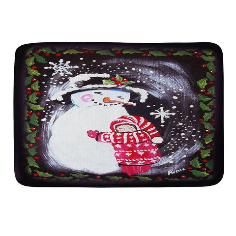 Renie Britenbucher Snowman Hugs Girl Memory Foam Bath Mat