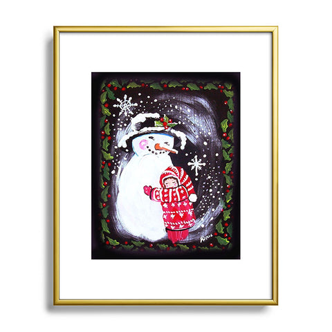 Renie Britenbucher Snowman Hugs Girl Metal Framed Art Print
