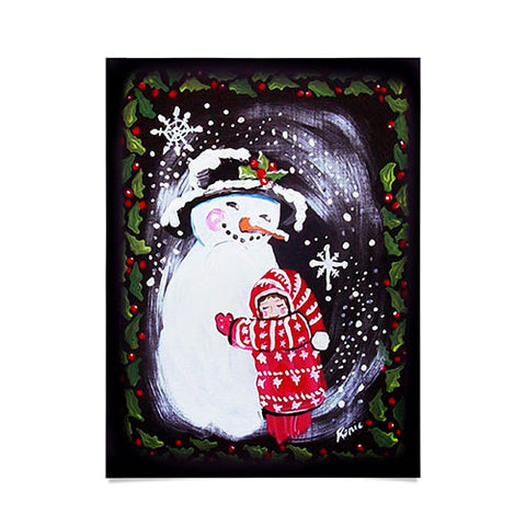 Renie Britenbucher Snowman Hugs Girl Poster