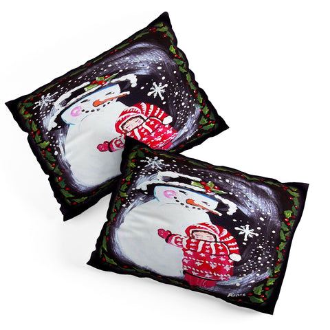Renie Britenbucher Snowman Hugs Girl Pillow Shams